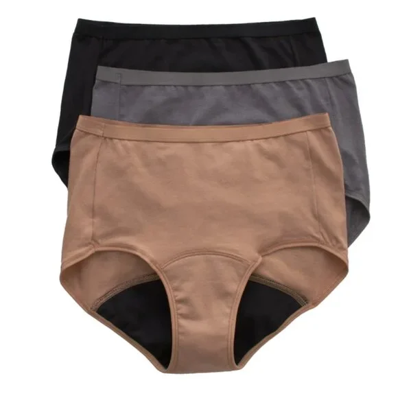 Hanes 3 Pack Women Comfort Period Protection Underwear Briefs 10/3XL - Picture 2 of 5